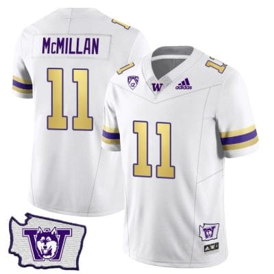 Jalen McMillan Jersey #11 Washington Huskies Washington Map Patch Football Husky Royalty