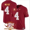 Jalen Milroe Jersey #4 Alabama Crimson SEC Championship 2023 Patch Vapor Gold Football Crimson