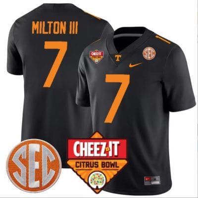 Joe Milton III Jersey #7 Tennessee Volunteers Football Cheez It Citrus Bowl Patch Black