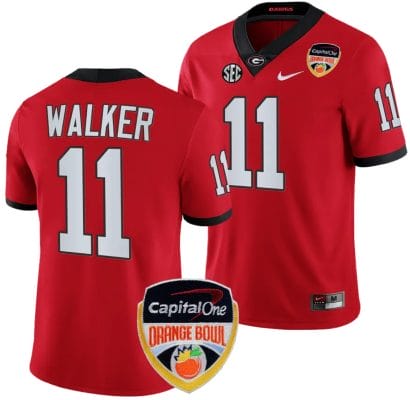 Jalon Walker Jersey #11 Georgia Bulldogs Orange Bowl Patch 2023 College Football Red