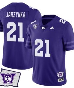 Joe Jarzynka Jersey #21 Washington Huskies Washington Map Patch Football Purple