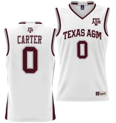 Jace Carter Jersey #0 Texas Aggies NIL College Basketball Jersey Lightweight White