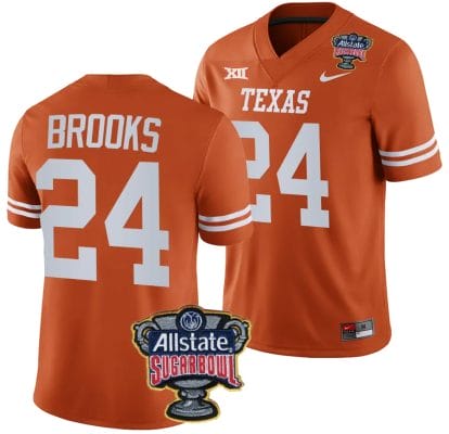 Jonathon Brooks Jersey #24 Texas Longhorns Allstate Sugar Bowl Patch 2024 College Football Orange