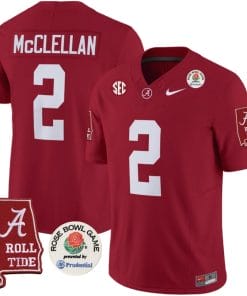 Jase McClellan Jersey #2 Alabama Crimson Rose Bowl Patch Football Crimson