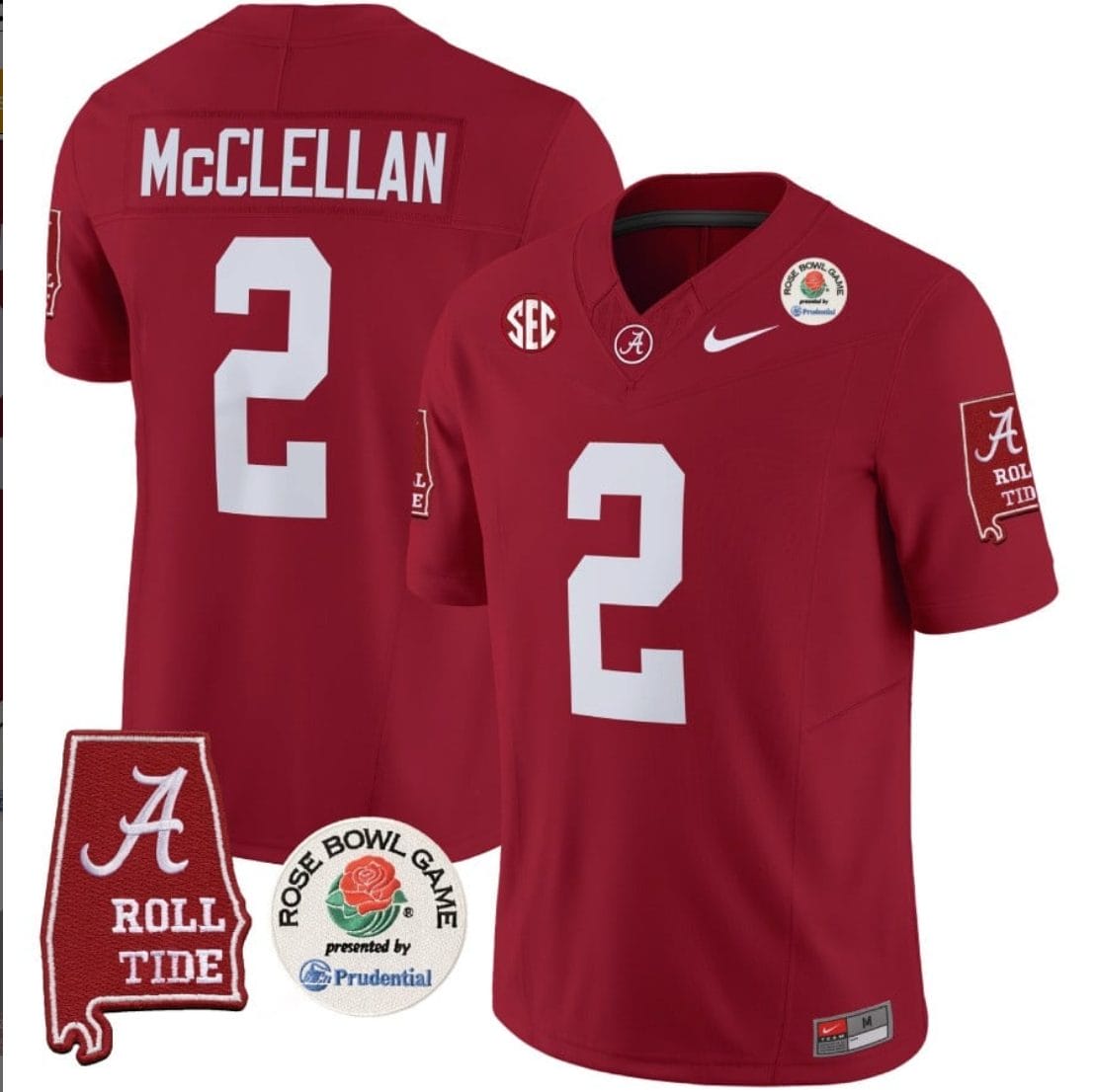 Jase McClellan Jersey #2 Alabama Crimson Rose Bowl Patch Football Crimson 1 Jase McClellan Jersey #2 Alabama Crimson Rose Bowl Patch Football Crimson