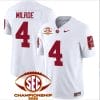 Jalen Milroe Jersey #4 Alabama Crimson SEC Championship 2023 Patch Vapor Limited Football White 5 Jalen Milroe Jersey #4 Alabama Crimson SEC Championship 2023 Patch Vapor Limited Football White