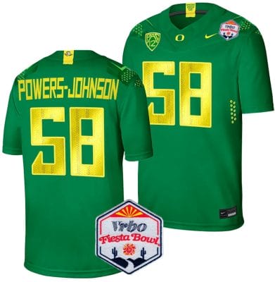 Jackson Powers Johnson Jersey #58 Oregon Ducks Fiesta Bowl Patch 2024 Football Green