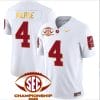 Jalen Milroe Jersey #4 Alabama Crimson SEC Championship 2023 Patch Vapor Gold Football White 5 Jalen Milroe Jersey #4 Alabama Crimson SEC Championship 2023 Patch Vapor Gold Football White