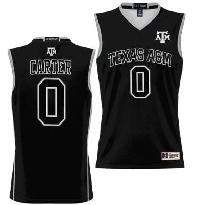 Jace Carter Jersey #0 Texas Aggies NIL College Basketball Jersey Lightweight Black