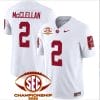 Jase McClellan Jersey #2 Alabama Crimson SEC Championship 2023 Patch Vapor Limited Football White