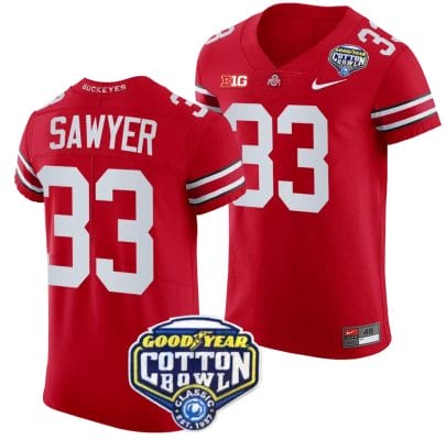 Jack Sawyer Jersey #33 Ohio State Buckeyes Cotton Bowl Patch 2023 Football Scarlet 8 Jack Sawyer Jersey #33 Ohio State Buckeyes Cotton Bowl Patch 2023 Football Scarlet