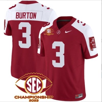 Jermaine Burton Jersey #3 Alabama Crimson SEC Championship 2023 Patch Vapor Limited Football Crimson Alternate 8 Jermaine Burton Jersey #3 Alabama Crimson SEC Championship 2023 Patch Vapor Limited Football Crimson Alternate