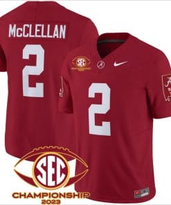 Jase McClellan Jersey #2 Alabama Crimson SEC Championship 2023 Patch Vapor Limited Football Crimson