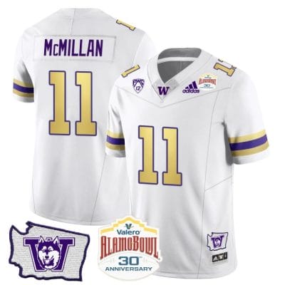Jalen McMillan Jersey #11 Washington Huskies Alamo Bowl Patch Football Husky Royalty