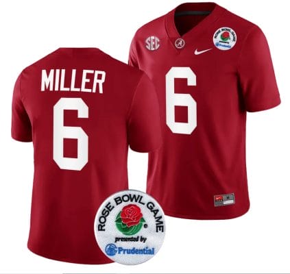 Jam Miller Jersey #6 Alabama Crimson Tide Rose Bowl Game 2024 Patch College Football Playoff Crimson 8 Jam Miller Jersey #6 Alabama Crimson Tide Rose Bowl Game 2024 Patch College Football Playoff Crimson