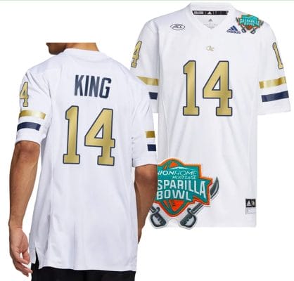 Jaylon King Jersey #14 Georgia Tech Yellow Jackets 2023 Gasparilla Bowl Patch Football White