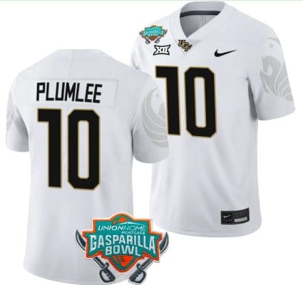 John Rhys Plumlee Jersey #10 UCF Knights 2023 Gasparilla Bowl Patch Football White 8 John Rhys Plumlee Jersey #10 UCF Knights 2023 Gasparilla Bowl Patch Football White