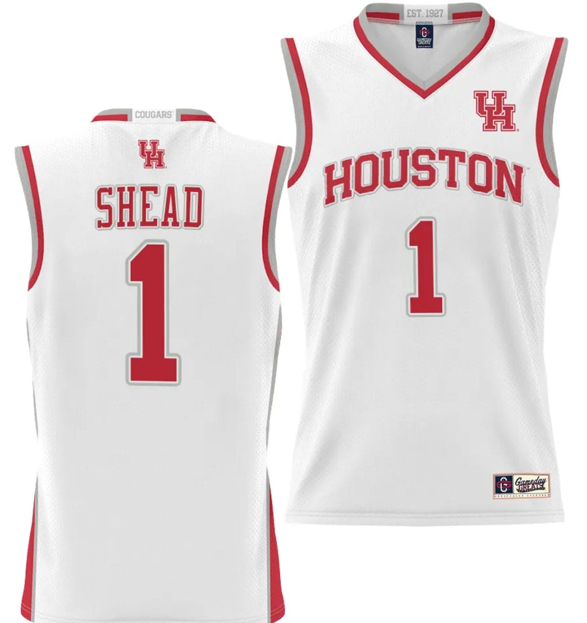 Jamal Shead Jersey #1 Houston Cougars NIL College Basketball Lightweight White 1 Jamal Shead Jersey #1 Houston Cougars NIL College Basketball Lightweight White