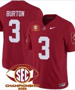 Jermaine Burton Jersey #3 Alabama Crimson SEC Championship 2023 Patch Vapor Limited Football Crimson