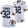 James Turner Jersey #32 Michigan Wolverines Rose Bowl Game 2024 Patch College Football Playoff White