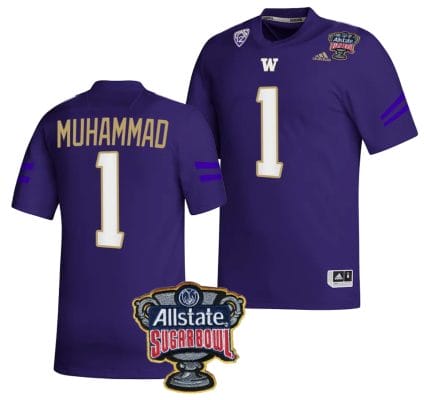 Ja'Lynn Polk Jersey #2 Washington Huskies Allstate Sugar Bowl Patch 2024 College Football Purple 8 Jabbar Muhammad Jersey #1 Washington Huskies Allstate Sugar Bowl Patch 2024 College Football Purple