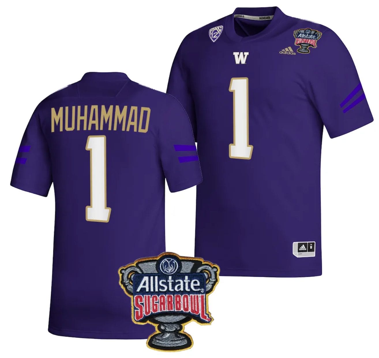 Jabbar Muhammad Jersey #1 Washington Huskies Allstate Sugar Bowl Patch 2024 College Football Purple 1 Jabbar Muhammad Jersey #1 Washington Huskies Allstate Sugar Bowl Patch 2024 College Football Purple