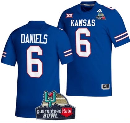 Jalon Daniels Jersey #6 Kansas Jayhawks 2023 Guaranteed Rate Bowl Champs Football Royal