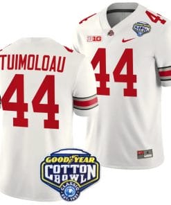 JT Tuimoloau Jersey #44 Ohio State Buckeyes Cotton Bowl Patch 2023 Football White