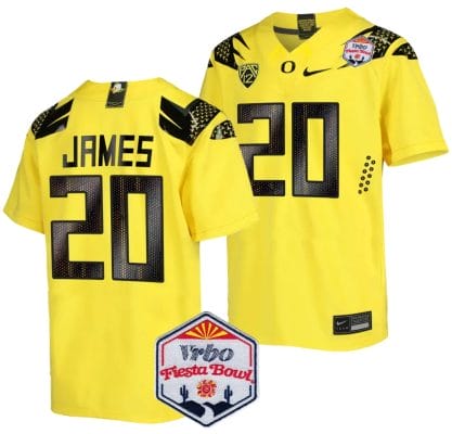 Jordan James Jersey #20 Oregon Ducks Fiesta Bowl Patch 2024 Football Yellow