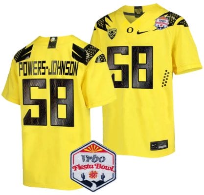 Jackson Powers Johnson Jersey #58 Oregon Ducks Fiesta Bowl Patch 2024 Football Yellow