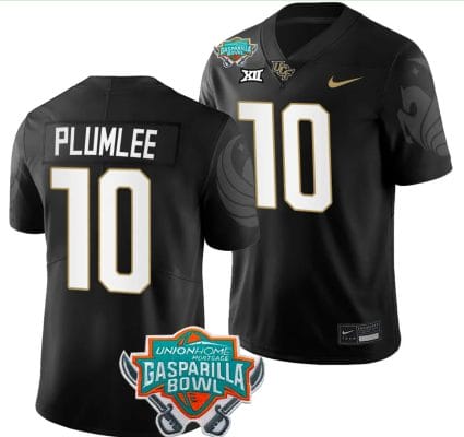 John Rhys Jersey #10 UCF Knights 2023 Gasparilla Bowl Patch Football Black