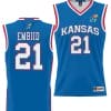 Joel Embiid Jersey #21 Kansas Jayhawks NIL College Basketball Lightweight Royal