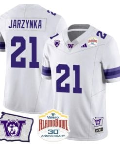 Joe Jarzynka Jersey #21 Washington Huskies Alamo Bowl Patch Football White