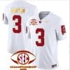 Jermaine Burton Jersey #3 Alabama Crimson SEC Championship 2023 Patch Vapor Gold Football White 5 Jermaine Burton Jersey #3 Alabama Crimson SEC Championship 2023 Patch Vapor Gold Football White