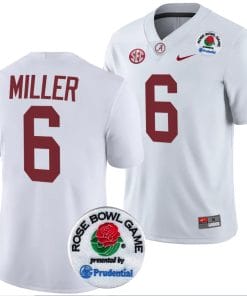 Jam Miller Jersey #6 Alabama Crimson Tide Rose Bowl Game 2024 Patch College Football Playoff White