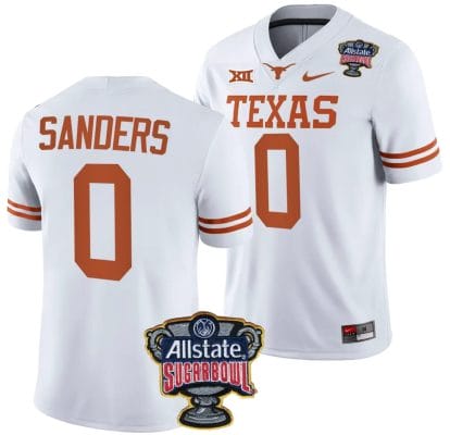 JaTavion Sanders Jersey #0 Texas Longhorns Allstate Sugar Bowl Patch 2024 College Football White