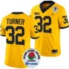 James Turner Jersey #32 Michigan Wolverines Rose Bowl Game 2024 Patch College Football Playoff Maize