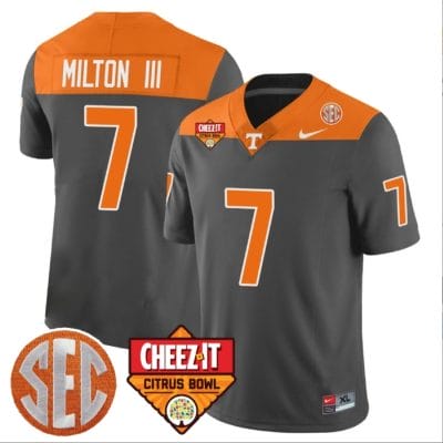 Joe Milton III Jersey #7 Tennessee Volunteers Football Cheez It Citrus Bowl Patch Gray