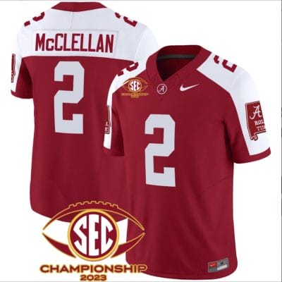 Jase McClellan Jersey #2 Alabama Crimson SEC Championship 2023 Patch Vapor Limited Football Crimson Alternate 8 Jase McClellan Jersey #2 Alabama Crimson SEC Championship 2023 Patch Vapor Limited Football Crimson Alternate