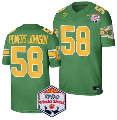 Jackson Powers Johnson Jersey #58 Oregon Ducks Fiesta Bowl Patch 2024 Football Playoff Green