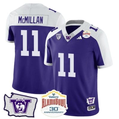 Jalen McMillan Jersey #11 Washington Huskies Alamo Bowl Patch Alternate Football Stitched