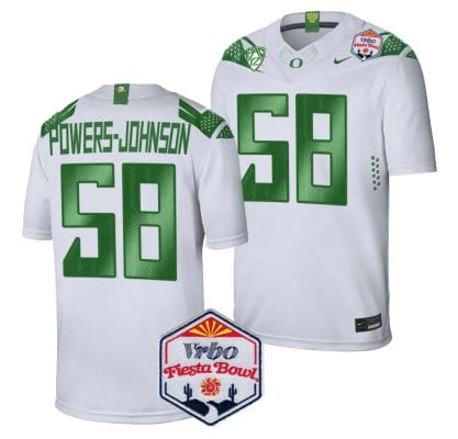 Jackson Powers Johnson Jersey #58 Oregon Ducks Fiesta Bowl Patch 2024 Football White