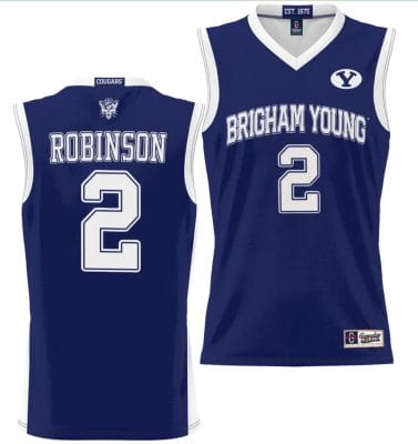 Jaxson Robinson Jersey #2 BYU Cougars NIL College Basketball Jersey Lightweight Navy 8 Jaxson Robinson Jersey #2 BYU Cougars NIL College Basketball Jersey Lightweight Navy