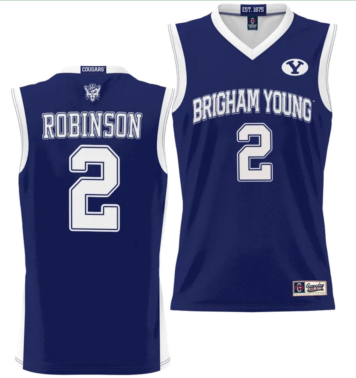 Jaxson Robinson Jersey #2 BYU Cougars NIL College Basketball Jersey Lightweight Navy 1 Jaxson Robinson Jersey #2 BYU Cougars NIL College Basketball Jersey Lightweight Navy