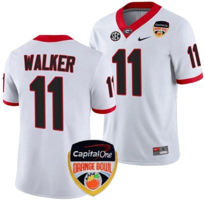 Jalon Walker Jersey #11 Georgia Bulldogs Orange Bowl Patch 2023 College Football White