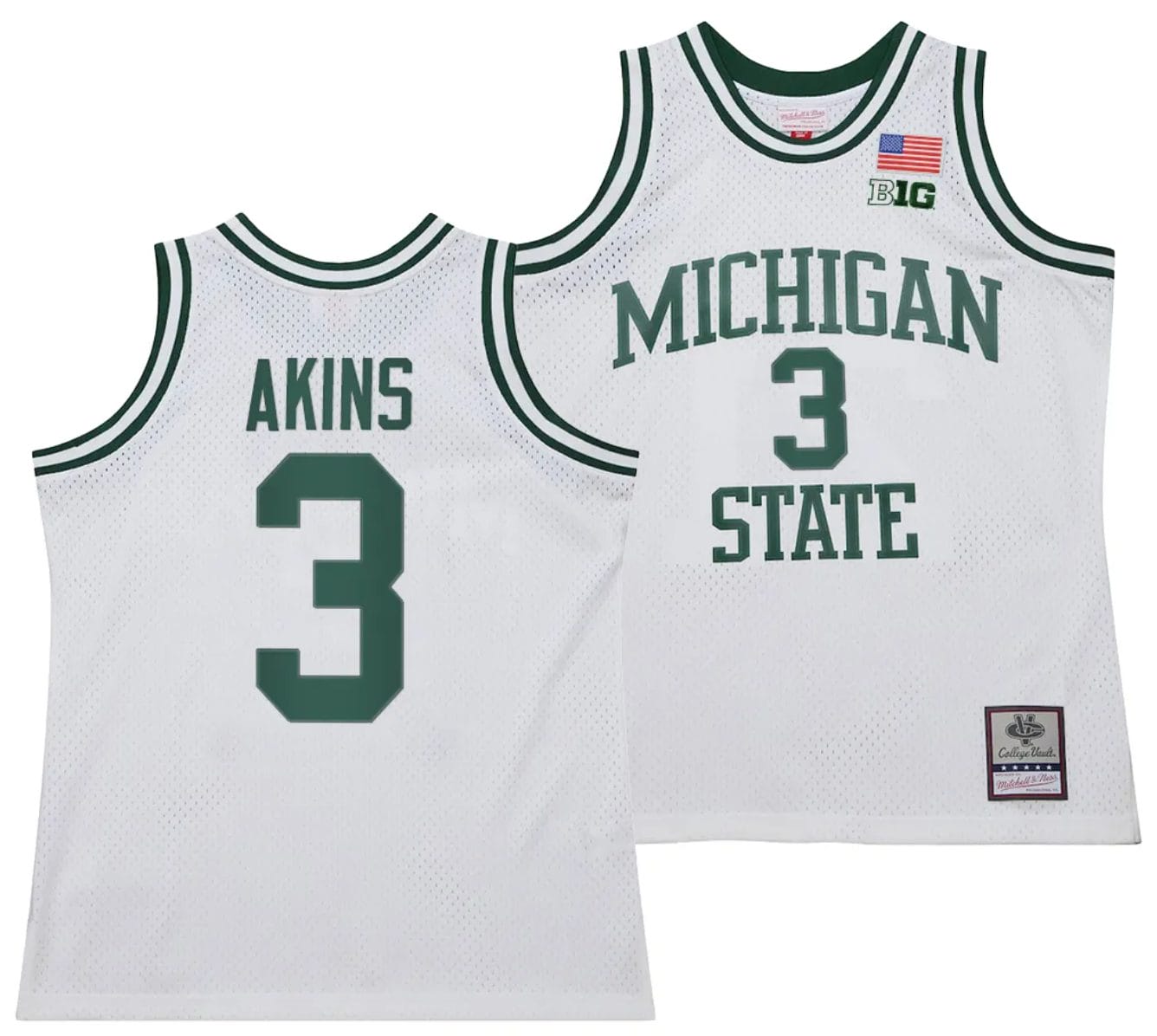 Jaden Akins Jersey #3 Michigan State Spartans 125th Basketball Anniversary 1990 Throwback White 1 Jaden Akins Jersey #3 Michigan State Spartans 125th Basketball Anniversary 1990 Throwback White
