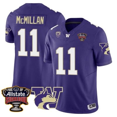 Jalen McMillan Jersey #11 Washington Huskies Sugar Bowl Patch Football Stitched