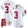 Jermaine Burton Jersey #3 Alabama Crimson Rose Bowl Patch Football White