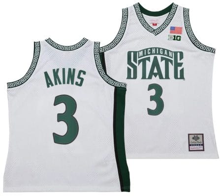 Jaden Akins Jersey #3 Michigan State Spartans 125th Basketball Anniversary 1999 Throwback White