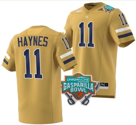 Jamal Haynes Jersey #11 Georgia Tech Yellow Jackets 2023 Gasparilla Bowl Patch Football Brown
